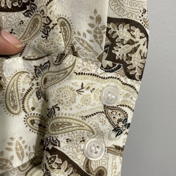 Croft & Barrow Women’s XL Brown Paisley Print Blouse Autumn Casual Workwear - Picture 6 of 13